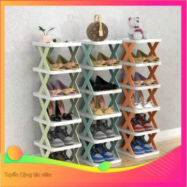 Kệ để giày dép 5 tầng chữ X gấp gọn, tháo lắp đa năng – Tiết kiệm không gian, giá chỉ 46.291₫