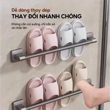 Kệ Để Giày Dép Nhôm Hợp Kim Không Khoan - Giá 29.000 VNĐ, Dán Tường Cho Dép Tắm