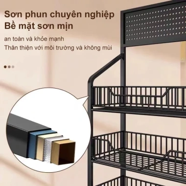 Kệ để hàng 5 tầng sắt đa năng có bánh xe – Hai màu đen trắng, giá ưu đãi 329.000₫