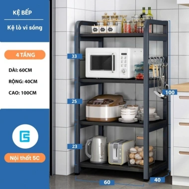 Kệ để lò vi sóng 3-5 tầng khung sắt tĩnh điện lắp ráp thông minh - Giá 250.000 VND 2