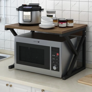 Kệ Đế Lò Vi Sóng Chân Chữ K Gỗ Đẹp – Tiết Kiệm Không Gian, Khung Thép Chắc Chắn, Giá 149.000₫