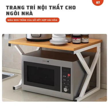 Kệ Đế Lò Vi Sóng Chân Chữ K Gỗ Đẹp – Tiết Kiệm Không Gian, Khung Thép Chắc Chắn, Giá 149.000₫