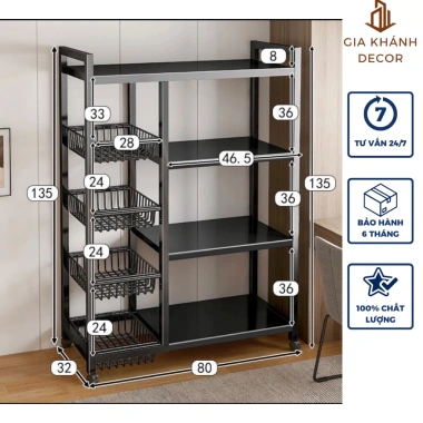 Kệ Để Lò Vi Sóng Khung Thép Sơn Tĩnh Điện Cao Cấp - Bánh Xe Di Chuyển, Giá 459.000đ