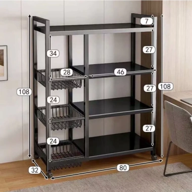 Kệ Để Lò Vi Sóng Khung Thép Sơn Tĩnh Điện Cao Cấp - Bánh Xe Di Chuyển, Giá 459.000đ