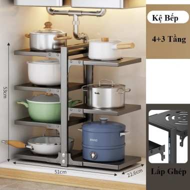 Kệ Để Nồi Chảo Xoong Gầm Bếp Ga 3-5 Tầng Lắp Ghép Tiện Lợi - FINEMAX 1.997