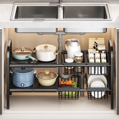 Kệ Để Xoong Nồi Chảo Gầm Bếp Ga và Giỏ Đựng Đồ Tiện Lợi - Giá 169.000đ