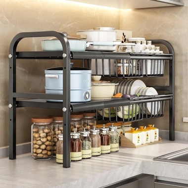Kệ Để Xoong Nồi Chảo Gầm Bếp Ga và Giỏ Đựng Đồ Tiện Lợi - Giá 169.000đ