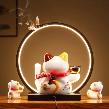 Kệ Đèn LED Thác Trầm Chảy Ngược 20-40cm - Trang Trí Mèo Thần Tài, Thác Khói, Tăng Giảm Độ Sáng, Giá 248.000đ