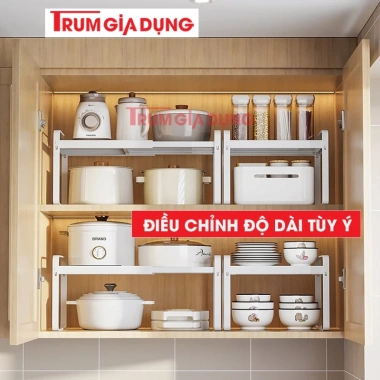 Kệ Đồ Nhà Bếp Trùm Gia Dụng – Thép Carbon, Kích Thước Điều Chỉnh, Tủ Bếp, 216.000₫
