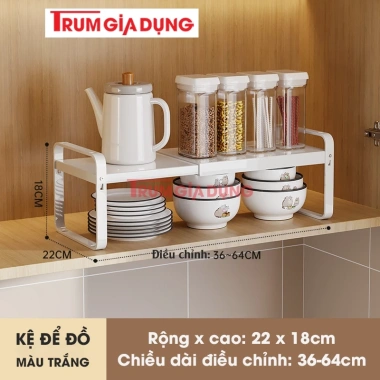 Kệ Đồ Nhà Bếp Trùm Gia Dụng – Thép Carbon, Kích Thước Điều Chỉnh, Tủ Bếp, 216.000₫