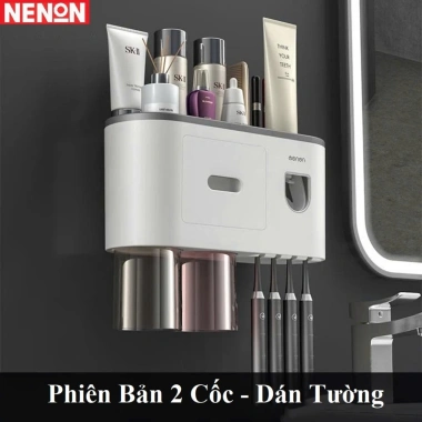 Kệ Đồ Nhà Tắm OENON 2.026 - Nhả Kem Đánh Răng Tự Động kèm Cốc và Miếng Dán 2 Kệ Đồ Nhà Tắm OENON 2.026 - Nhả Kem Đánh Răng Tự Động kèm Cốc và Miếng Dán 2