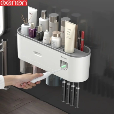 Kệ Đồ Nhà Tắm OENON 2.026 - Nhả Kem Đánh Răng Tự Động kèm Cốc và Miếng Dán