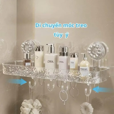 Kệ Đồ Nhà Tắm Treo Tường Suốt, Chịu Lực Cao, Kèm Móc, 360x120x35mm - Giá 120k Kệ Đồ Nhà Tắm Treo Tường Suốt, Chịu Lực Cao, Kèm Móc, 360x120x35mm - Giá 120k