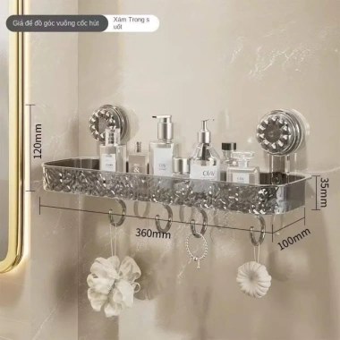 Kệ Đồ Nhà Tắm Treo Tường Suốt, Chịu Lực Cao, Kèm Móc, 360x120x35mm - Giá 120k 2 Kệ Đồ Nhà Tắm Treo Tường Suốt, Chịu Lực Cao, Kèm Móc, 360x120x35mm - Giá 120k 2