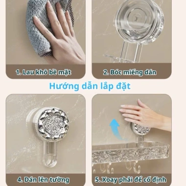 Kệ Đồ Nhà Tắm Treo Tường Suốt, Chịu Lực Cao, Kèm Móc, 360x120x35mm - Giá 120k 3 Kệ Đồ Nhà Tắm Treo Tường Suốt, Chịu Lực Cao, Kèm Móc, 360x120x35mm - Giá 120k 3