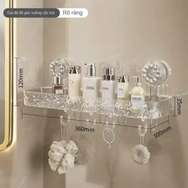 Kệ Đồ Nhà Tắm Treo Tường Suốt, Chịu Lực Cao, Kèm Móc, 360x120x35mm - Giá 120k 6 Kệ Đồ Nhà Tắm Treo Tường Suốt, Chịu Lực Cao, Kèm Móc, 360x120x35mm - Giá 120k 6