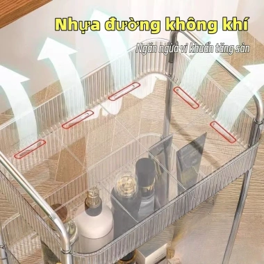 Kệ Đồ Trong Suốt Nhiều Tầng Đa Năng Bánh Xe - Spa, Bếp, Tắm, Lỗ Thoát Nước + Ống 7