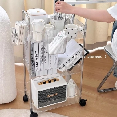 Kệ Đồ Trong Suốt Nhiều Tầng Đa Năng Bánh Xe - Spa, Bếp, Tắm, Lỗ Thoát Nước + Ống 8