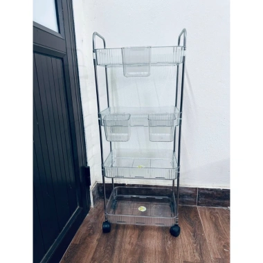 Kệ Đồ Trong Suốt Nhiều Tầng Đa Năng Bánh Xe - Xe Đẩy Spa, Phòng Bếp, Tắm, Lỗ Thoát Nước và Ống, Giá 99.000₫ 9