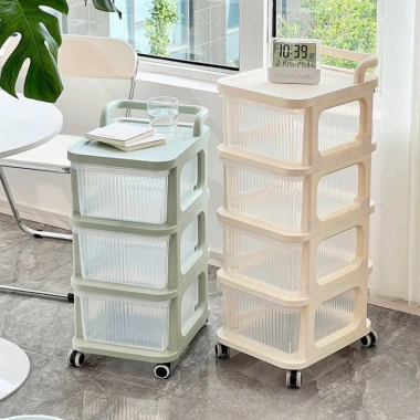 Kệ Đựng Bỉm 3-4-5 Tầng Đa Năng, Tủ Đồ Sơ Sinh Bánh Xe Đẩy - Gọn Gàng, Dễ Lấy, Giá 133k
