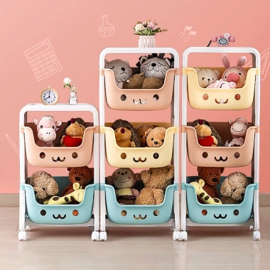 Kệ đựng đồ 2-4 tầng bánh xe đa năng - Giá 220k, lưu trữ đồ chơi, gấu bông, bỉm sữa cao cấp 6