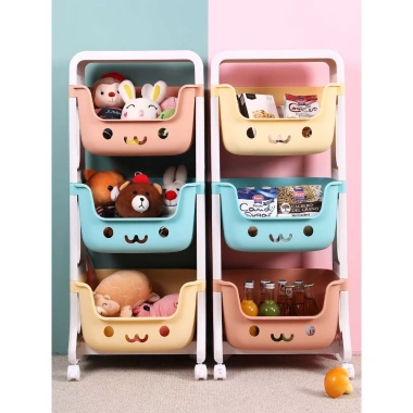 Kệ đựng đồ 2-4 tầng bánh xe đa năng - Giá 220k, lưu trữ đồ chơi, gấu bông, bỉm sữa cao cấp 8