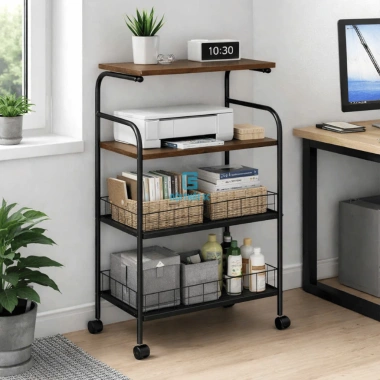 Kệ Đựng Đồ 5C 3-4 Tầng Bánh Xe Di Chuyển, Khung Sắt, MDF Melamine - 250.000