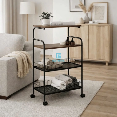 Kệ Đựng Đồ 5C 3-4 Tầng Bánh Xe Di Chuyển, Khung Sắt, MDF Melamine - 250.000 2 Kệ Đựng Đồ 5C 3-4 Tầng Bánh Xe Di Chuyển, Khung Sắt, MDF Melamine - 250.000 2