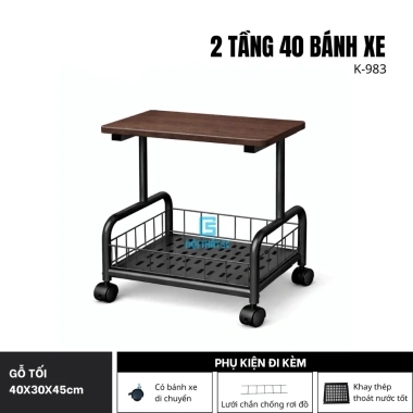 Kệ Đựng Đồ 5C 3-4 Tầng Bánh Xe Di Chuyển, Khung Sắt, MDF Melamine - 250.000