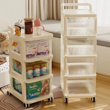 Kệ đựng đồ bỉm sữa 3-4 tầng đa năng bánh xe đẩy, spa tiện lợi - Giá 168.000 VNĐ (Loại 1) 4