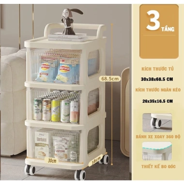 Kệ đựng đồ bỉm sữa 3-4 tầng đa năng bánh xe đẩy, spa tiện lợi - Giá 168.000 VNĐ (Loại 1) 8