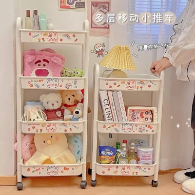 Kệ Đựng Đồ Đa Năng 3-4 Tầng Bánh Xe Di Chuyển kèm Sticker Dễ Thương Giá Ưu Đãi 135k 6