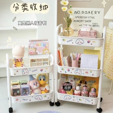 Kệ Đựng Đồ Đa Năng 3-4 Tầng Bánh Xe Di Chuyển kèm Sticker Dễ Thương Giá Ưu Đãi 135k 8