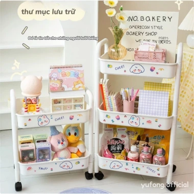 Kệ Đựng Đồ Đa Năng 3-4 Tầng có Bánh Xe Di Chuyển và Sticker Dễ Thương - Giá 48.000₫ 3