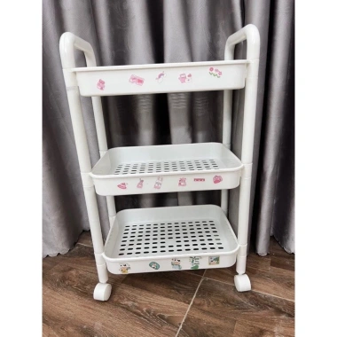 Kệ Đựng Đồ Đa Năng 3 Tầng Bánh Xe Di Chuyển, Giỏ Để Đồ + Sticker, Giá 82.000₫ 3