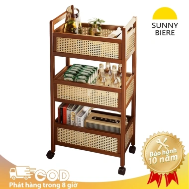 Kệ Đựng Đồ Đa Năng Bánh Xe Gỗ Siêu Chắc Siêu Rộng cho Bếp Phòng Khách Nhà Tắm – Giá 303.000 VND