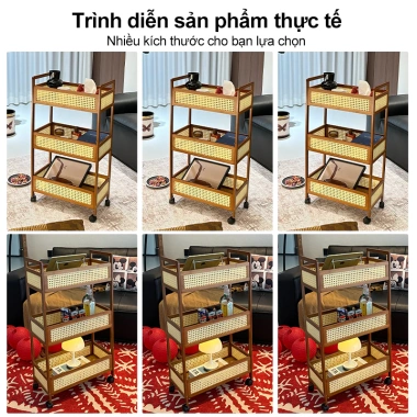 Kệ Đựng Đồ Đa Năng Bánh Xe Gỗ Siêu Chắc Siêu Rộng cho Bếp Phòng Khách Nhà Tắm – Giá 303.000 VND