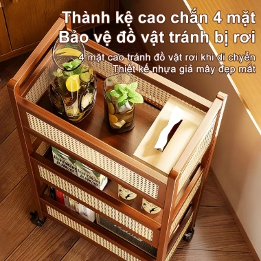 Kệ Đựng Đồ Đa Năng Bánh Xe Gỗ Siêu Chắc Siêu Rộng cho Bếp Phòng Khách Nhà Tắm – Giá 303.000 VND