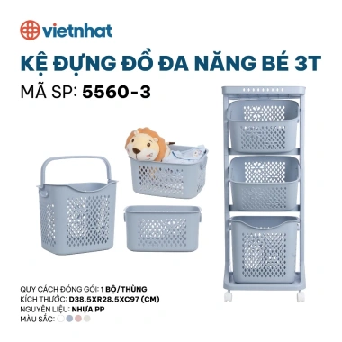 Kệ Đựng Đồ Đa Năng Nhựa Việt Nhật Cao Cấp 5.567 - Bánh Xe Di Chuyển Dễ Dàng, Giá Ưu Đãi 289.000 VND
