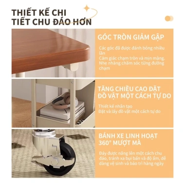 Kệ đựng đồ đầu giường 3-5 tầng nhựa bánh xe đẩy - Tiết kiệm phòng ngủ, tắm, giá 52.900₫