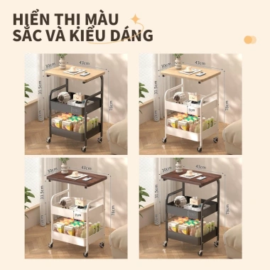 Kệ đựng đồ đầu giường 3-5 tầng nhựa bánh xe đẩy - Tiết kiệm phòng ngủ, tắm, giá 52.900₫