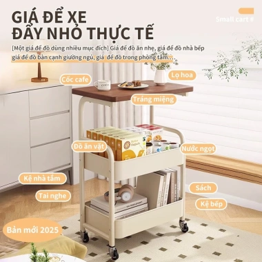 Kệ đựng đồ đầu giường 3-5 tầng nhựa bánh xe đẩy - Tiết kiệm phòng ngủ, tắm, giá 52.900₫