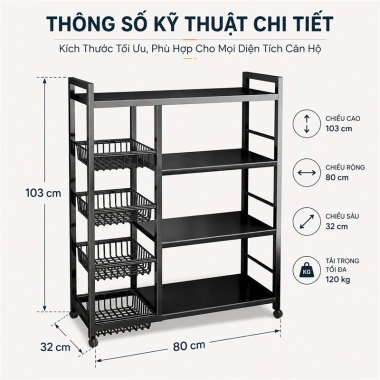 Kệ Đựng Đồ Nhà Bếp Nhiều Tầng 100% Sắt Chịu 500kg - Giá 339.000 VNĐ, Tiết Kiệm