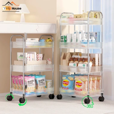 Kệ Đựng Đồ Nhà Tắm Chữ Nhật Đa Năng 3-4 Tầng Xoay 360 độ Bánh Xe Tiện Lợi Giá 133k