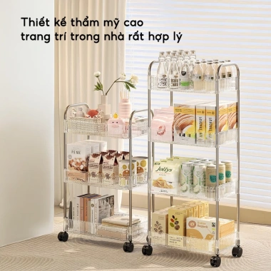 Kệ Đựng Đồ Nhà Tắm Chữ Nhật Đa Năng 3-4 Tầng Xoay 360 độ Bánh Xe Tiện Lợi Giá 133k