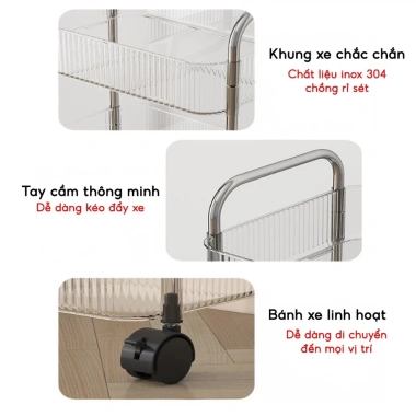 Kệ Đựng Đồ Nhà Tắm Chữ Nhật Đa Năng 3-4 Tầng Xoay 360 độ Bánh Xe Tiện Lợi Giá 133k