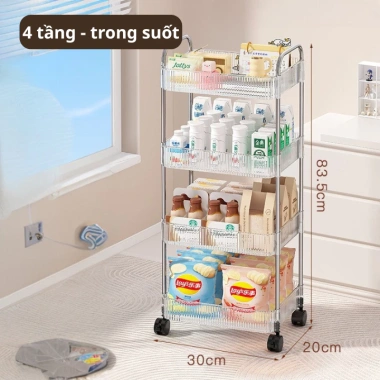 Kệ Đựng Đồ Nhà Tắm Chữ Nhật Đa Năng 3-4 Tầng Xoay 360 độ Bánh Xe Tiện Lợi Giá 133k