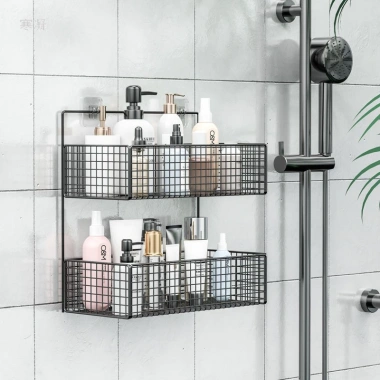 Kệ Đựng Đồ Nhà Tắm Dán Tường Hình Chữ Nhật Đen Trắng - Đa Năng, Giá Ưu Đãi 30.000 VND