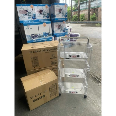 Kệ đựng đồ trong suốt 3 tầng hình chú heo, bánh xe đẩy đa năng, rẻ đẹp 350k