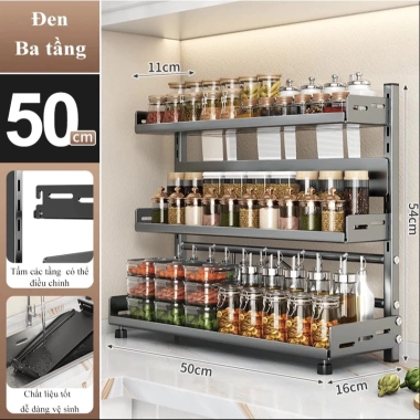 Kệ đựng gia vị AetheraHome - Thép carbon, 2/3 tầng, độ cao điều chỉnh, 50x16x54cm 8
